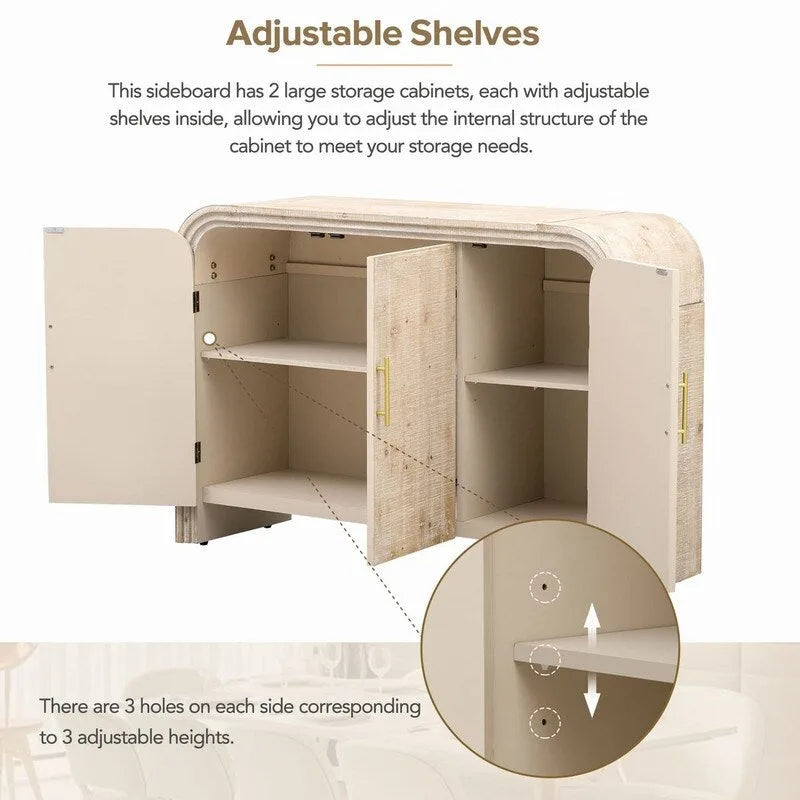 47.2W Sideboard with Gold Handles and Adjustable Dividers - N/A