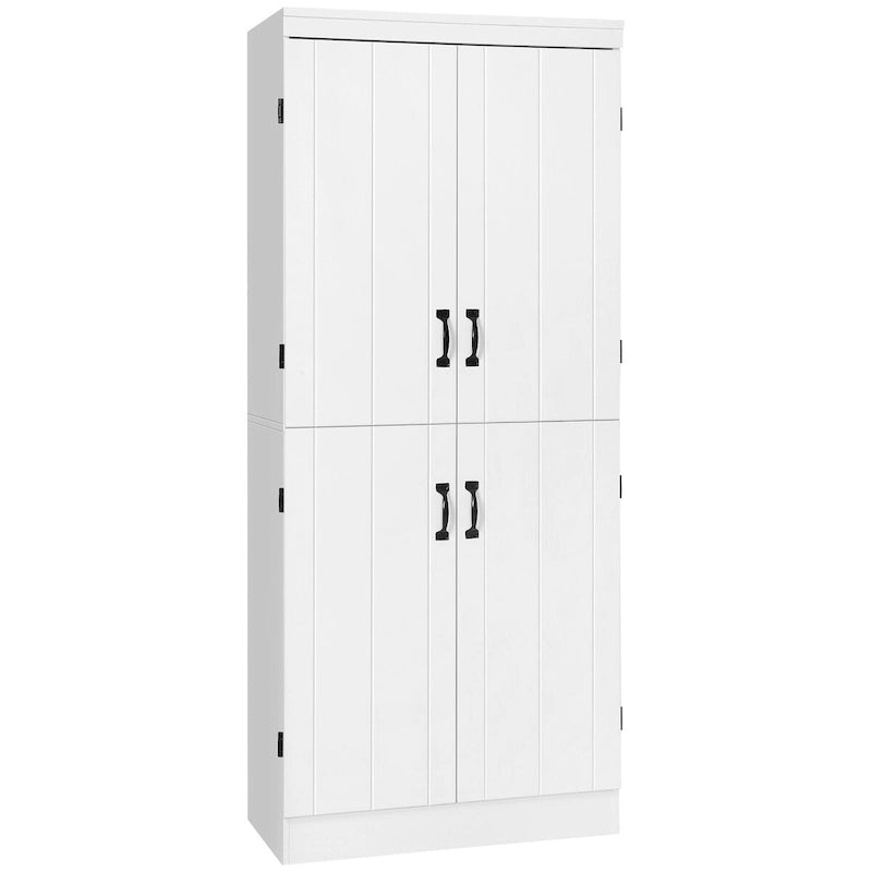 70 Kitchen Pantry, Tall Freestanding Storage Cabinet, 6-tier Shelving with 2 Adjustable Shelves and 4 Doors Gray