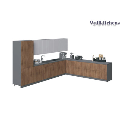 Kitchen Regal Collection Natural Teak & Black Color Base Size 13Ft Wide - 156x127