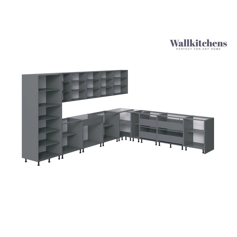 Kitchen Regal Collection Natural Teak & Black Color Base Size 13Ft Wide - 156x127