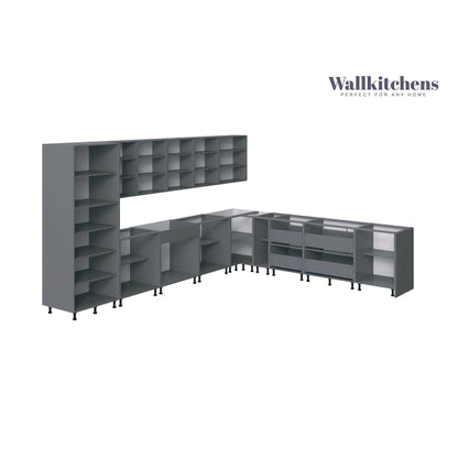 Kitchen Regal Collection Natural Teak & Black Color Base Size 13Ft Wide - 156x127