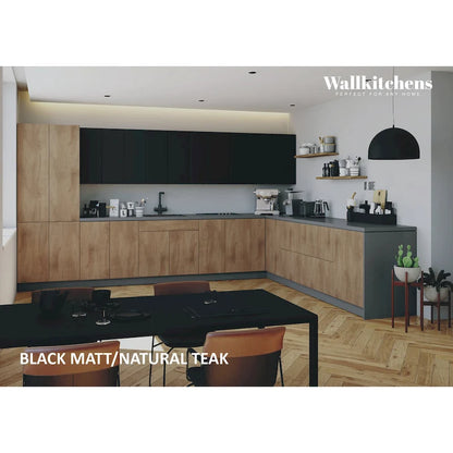 Kitchen Regal Collection Natural Teak & Black Color Base Size 13Ft Wide - 156x127