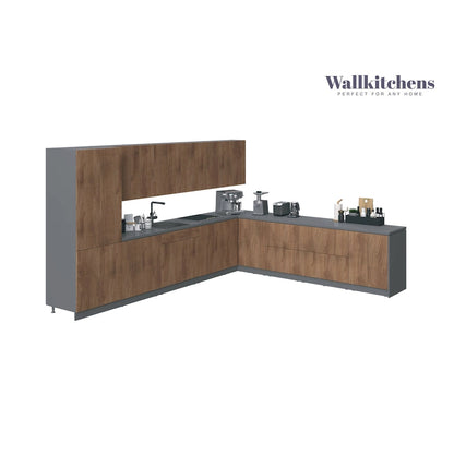 Kitchen Regal Collection Natural Teak & Black Color Base Size 13Ft Wide - 156x127