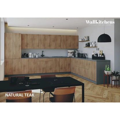 Kitchen Regal Collection Natural Teak & Black Color Base Size 13Ft Wide - 156x127