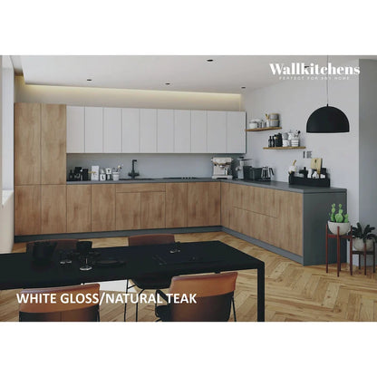 Kitchen Regal Collection Natural Teak & Black Color Base Size 13Ft Wide - 156x127