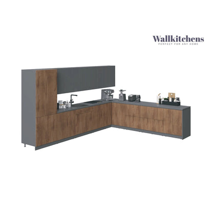 Kitchen Regal Collection Natural Teak & Black Color Base Size 13Ft Wide - 156x127