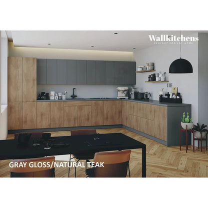 Kitchen Regal Collection Natural Teak & Black Color Base Size 13Ft Wide - 156x127