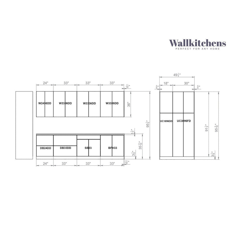 Kitchen Oasis Collection White Gloss Color Base Size 10Ft Wide - 123x50