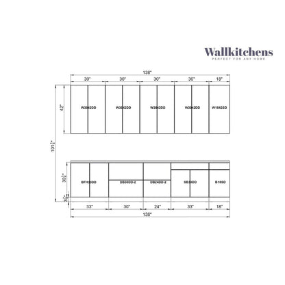 Kitchen Elite Epicure Collection White Matte Color Base Size 11Ft Wide - 138x24