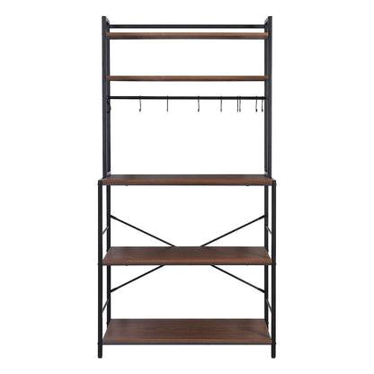 Industrial Kitchen Microwave Oven Stand Storage Rack Organizer Shelf with 10 Hooks