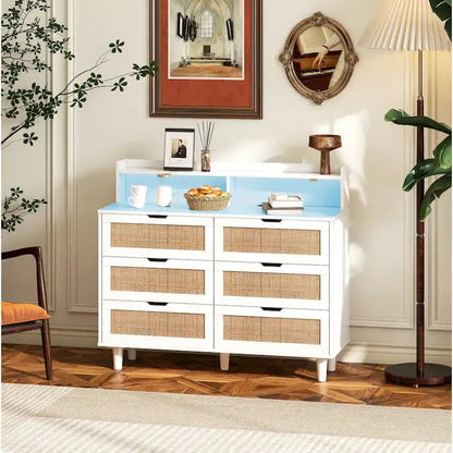 43.31L 6-Drawers Rattan Storage Cabinet