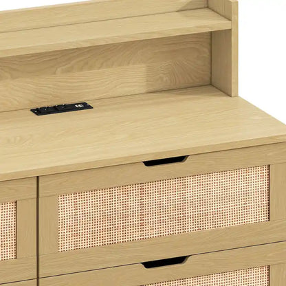 43.31L 6-Drawers Rattan Storage Cabinet