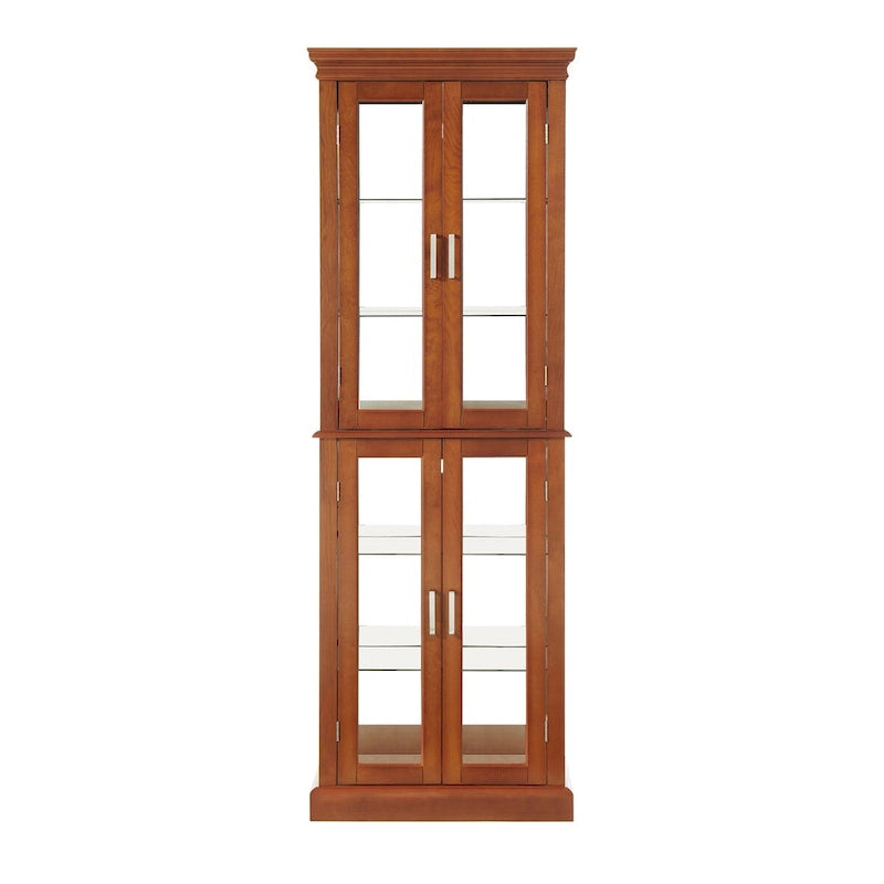 Lighted Curio Diapaly Cabinet,Adjustable Shelves,Mirrored Back Panel,Tempered Glass Doors (6 Tier),(E26 light bulb not included)