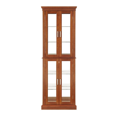 Lighted Curio Diapaly Cabinet,Adjustable Shelves,Mirrored Back Panel,Tempered Glass Doors (6 Tier),(E26 light bulb not included)