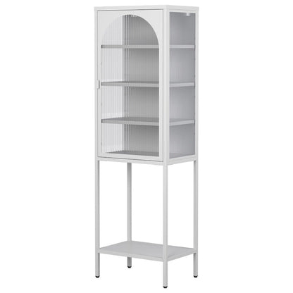 Metal Glass Door 5-Tier Cabinet