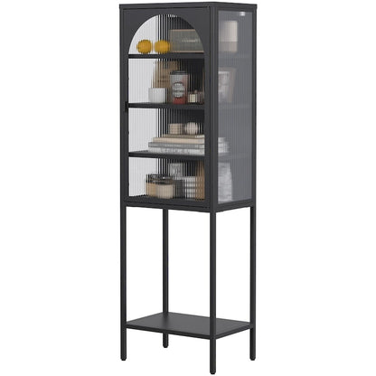 Metal Glass Door 5-Tier Cabinet