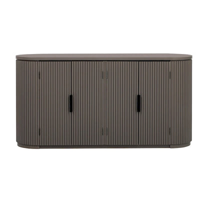 Vertical Striped Door Storage Cabinet with Metal Handles, Adjustable, Suitable for Study, Entryway and Living Room