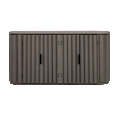 Vertical Striped Door Storage Cabinet with Metal Handles, Adjustable, Suitable for Study, Entryway and Living Room