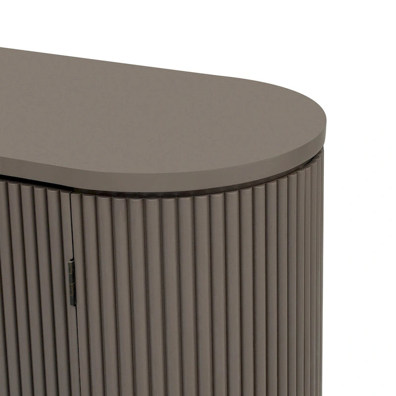 Vertical Striped Door Storage Cabinet with Metal Handles, Adjustable, Suitable for Study, Entryway and Living Room