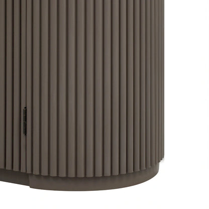 Vertical Striped Door Storage Cabinet with Metal Handles, Adjustable, Suitable for Study, Entryway and Living Room