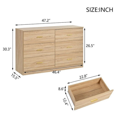 Modern Natural 6-Drawer Dresser