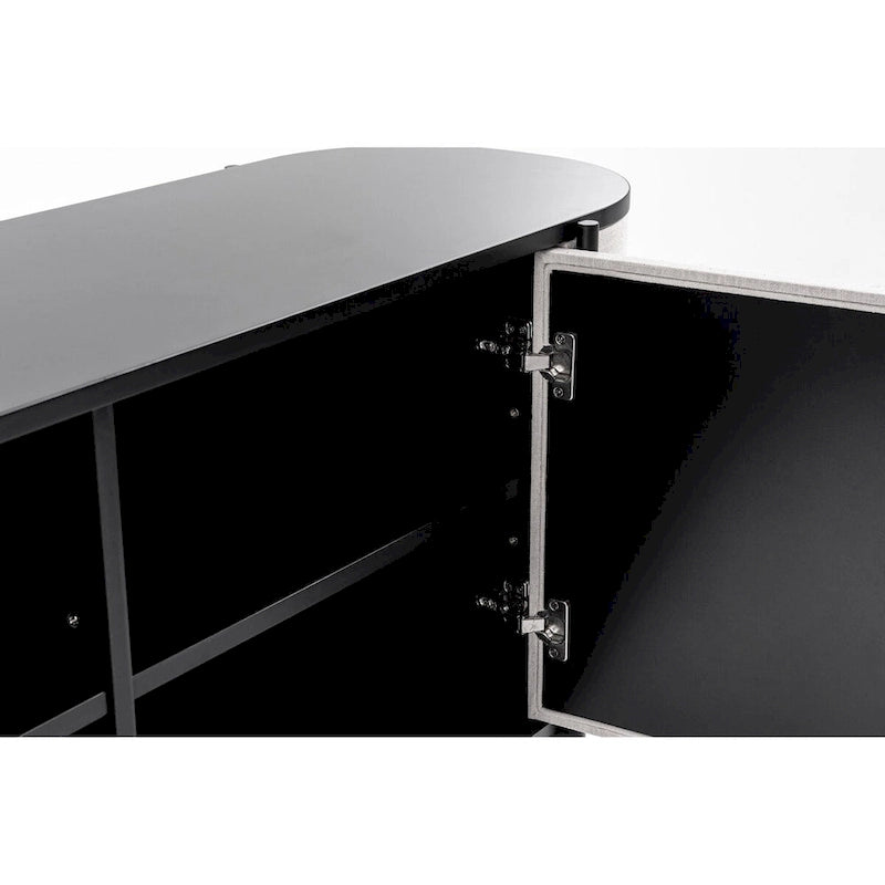 Modrest Hobart Modern Beige Fabric & Black Metal Buffet