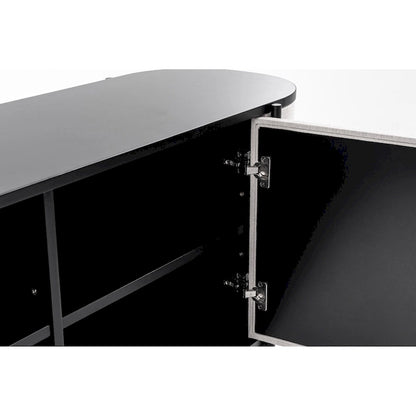 Modrest Hobart Modern Beige Fabric & Black Metal Buffet
