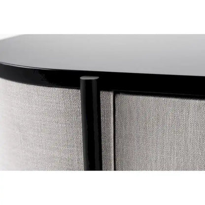 Modrest Hobart Modern Beige Fabric & Black Metal Buffet