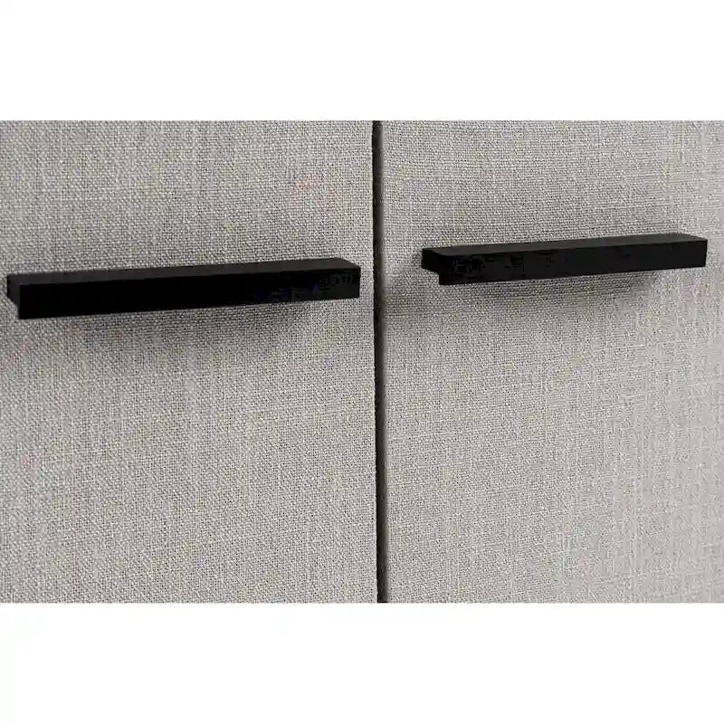 Modrest Hobart Modern Beige Fabric & Black Metal Buffet