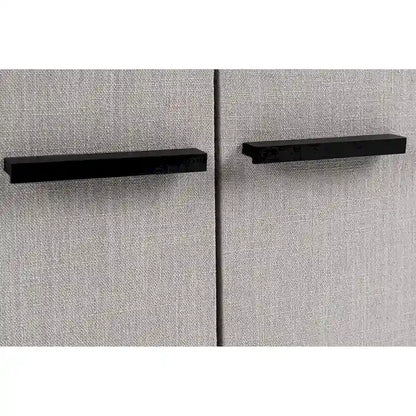 Modrest Hobart Modern Beige Fabric & Black Metal Buffet