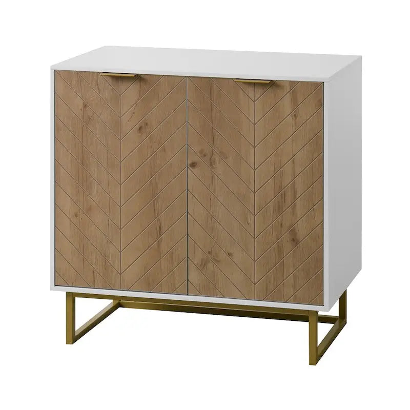 Modern Buffet Sideboard Cabinet with 2 Doors and Metal Bottom