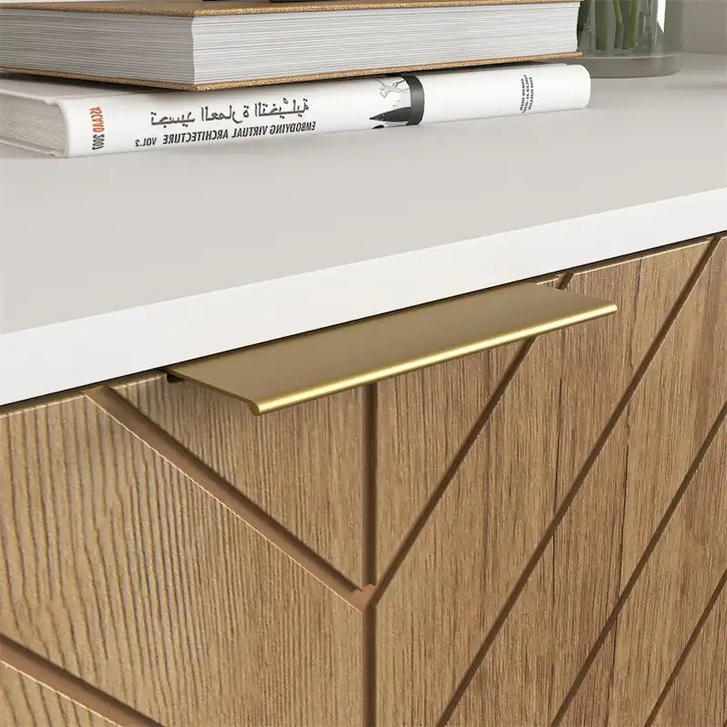Modern Buffet Sideboard Cabinet with 2 Doors and Metal Bottom
