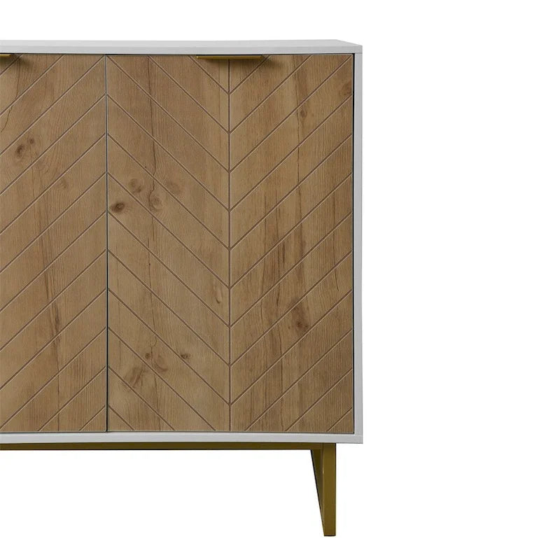 Modern Buffet Sideboard Cabinet with 2 Doors and Metal Bottom
