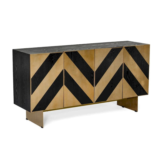 Modrest Perret Glam Black Ash & Brushed Brass Modern Buffet