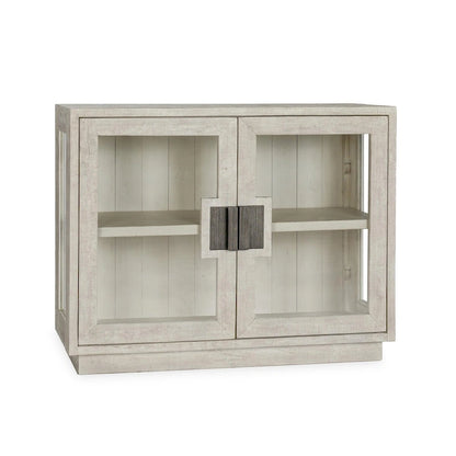 Classic Home Larson Two-Door Glass and Oak Wood Cabinet