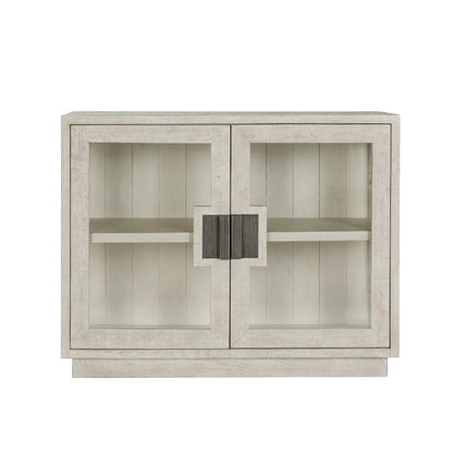 Classic Home Larson Two-Door Glass and Oak Wood Cabinet