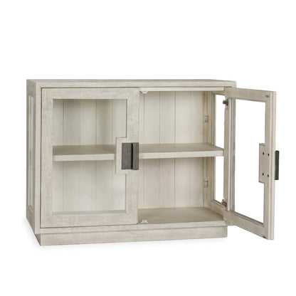 Classic Home Larson Two-Door Glass and Oak Wood Cabinet