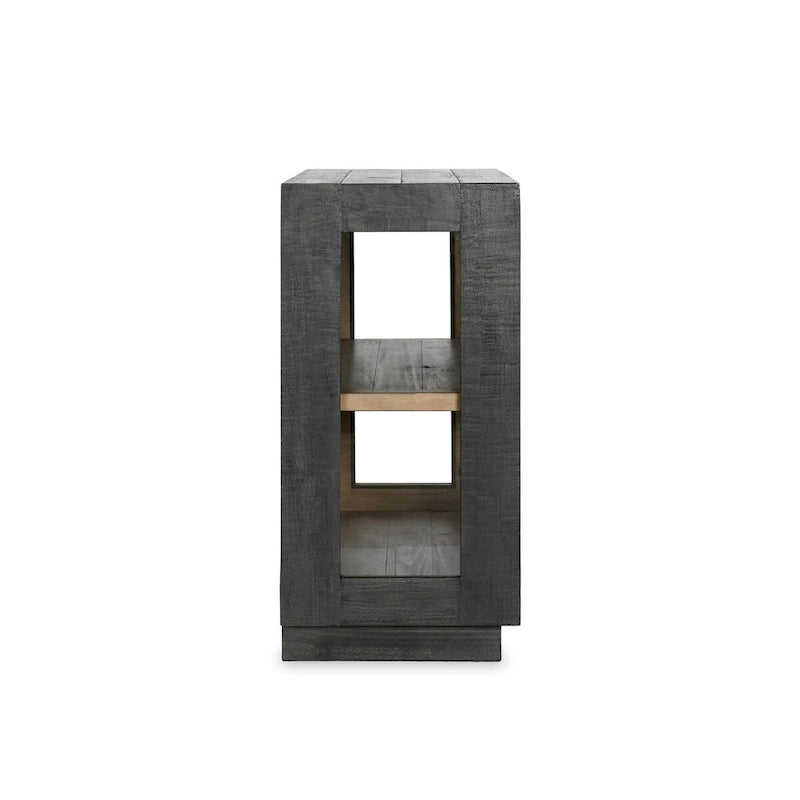 Classic Home Larson Two-Door Glass and Oak Wood Cabinet