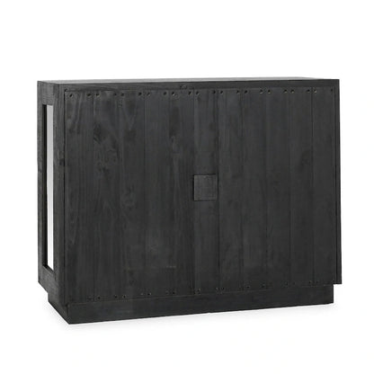 Classic Home Larson Two-Door Glass and Oak Wood Cabinet