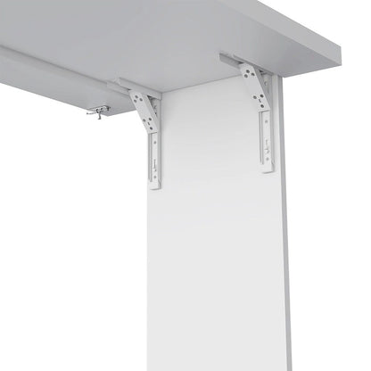 Foldable Table Tacoma, Seven Interior Shelves, White Finish,High quality and durable