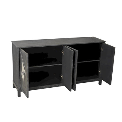 Modern 4-Door Cabinet Sideboard Buffets with Mirrored Decorative Doors