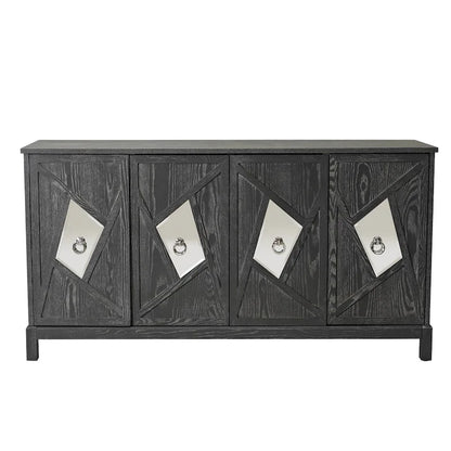 Modern 4-Door Cabinet Sideboard Buffets with Mirrored Decorative Doors