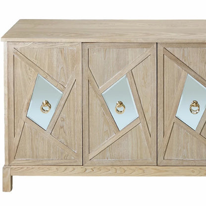 Modern 4-Door Cabinet Sideboard Buffets with Mirrored Decorative Doors