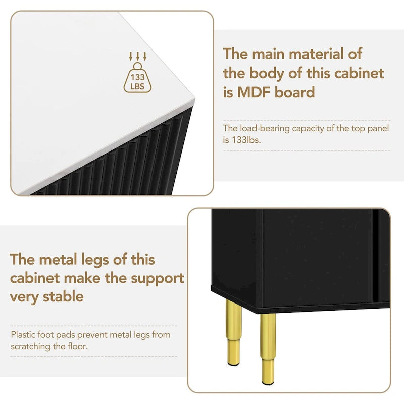 Modern Sideboard Buffet Cabinet with Gold Metal Legs