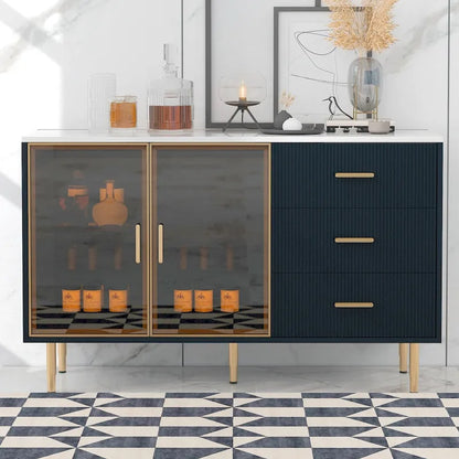 Modern Sideboard Buffet Cabinet with Gold Metal Legs