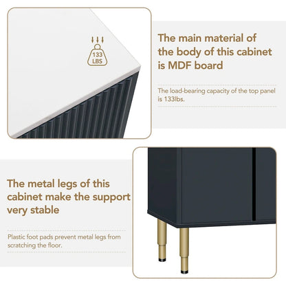 Modern Sideboard Buffet Cabinet with Gold Metal Legs
