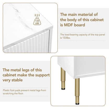 Modern Sideboard Buffet Cabinet with Gold Metal Legs