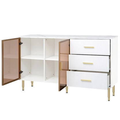 Modern Sideboard Buffet Cabinet with Gold Metal Legs