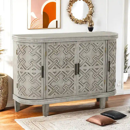 Wooden Cabinet with Antique Patterned Doors