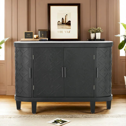 Wooden Cabinet with Antique Patterned Doors